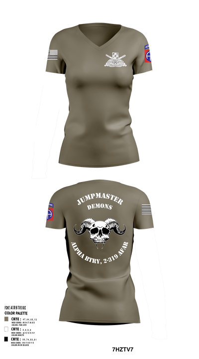 ALPHA BTRY, 2-319th AFAR 68475694 Women's Short Sleeve V-neck Shirt - 4