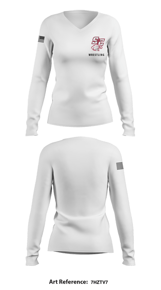 Women's Long Sleeve Vneck Shirt, Santiam Christian School Wrestling, Wrestling, Teamtime, Team time, sublimation, custom sports apparel, team uniforms, spirit wear, spiritwear, sports uniforms, custom shirts, team store, custom team store, fundraiser sports, apparel fundraiser
