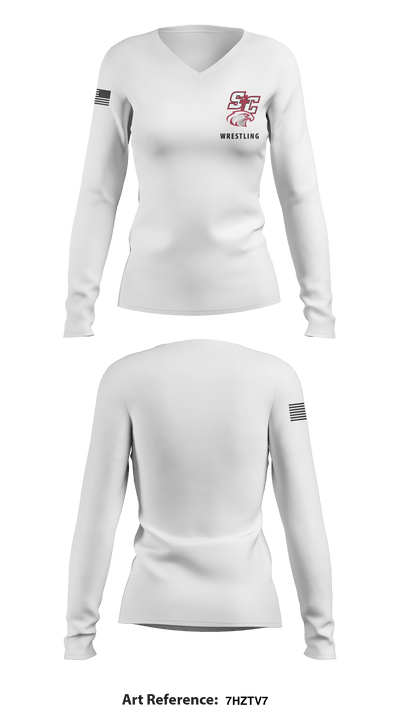 Santiam Christian School Wrestling 60304138 Women's Long Sleeve V-neck Shirt - 8