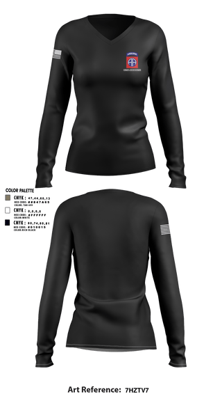 Women's Long Sleeve Vneck Shirt, 82nd airborne, Army, Teamtime, Team time, sublimation, custom sports apparel, team uniforms, spirit wear, spiritwear, sports uniforms, custom shirts, team store, custom team store, fundraiser sports, apparel fundraiser