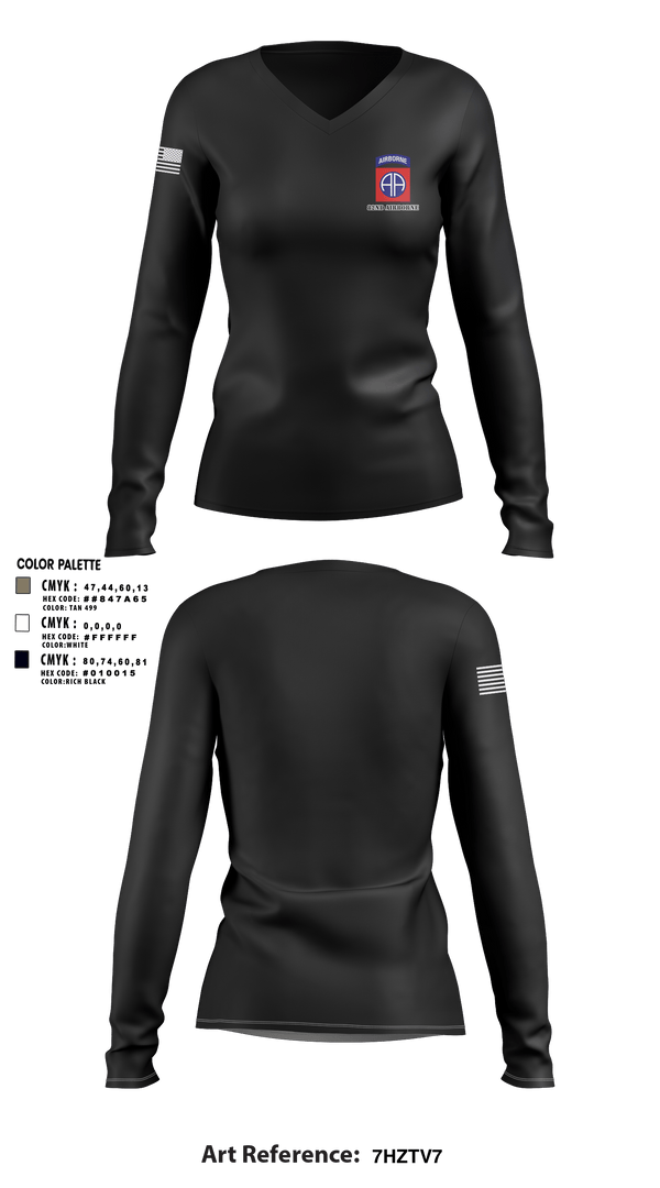Women's Long Sleeve Vneck Shirt, 82nd airborne, Army, Teamtime, Team time, sublimation, custom sports apparel, team uniforms, spirit wear, spiritwear, sports uniforms, custom shirts, team store, custom team store, fundraiser sports, apparel fundraiser