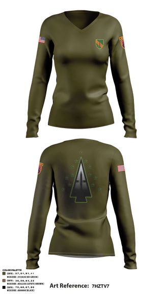 Women's Long Sleeve Vneck Shirt, , Army, Teamtime, Team time, sublimation, custom sports apparel, team uniforms, spirit wear, spiritwear, sports uniforms, custom shirts, team store, custom team store, fundraiser sports, apparel fundraiser