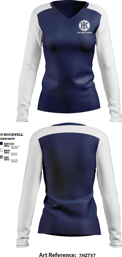 Kent Island Youth Softball 28747832 Women's Long Sleeve V-neck Shirt - 6