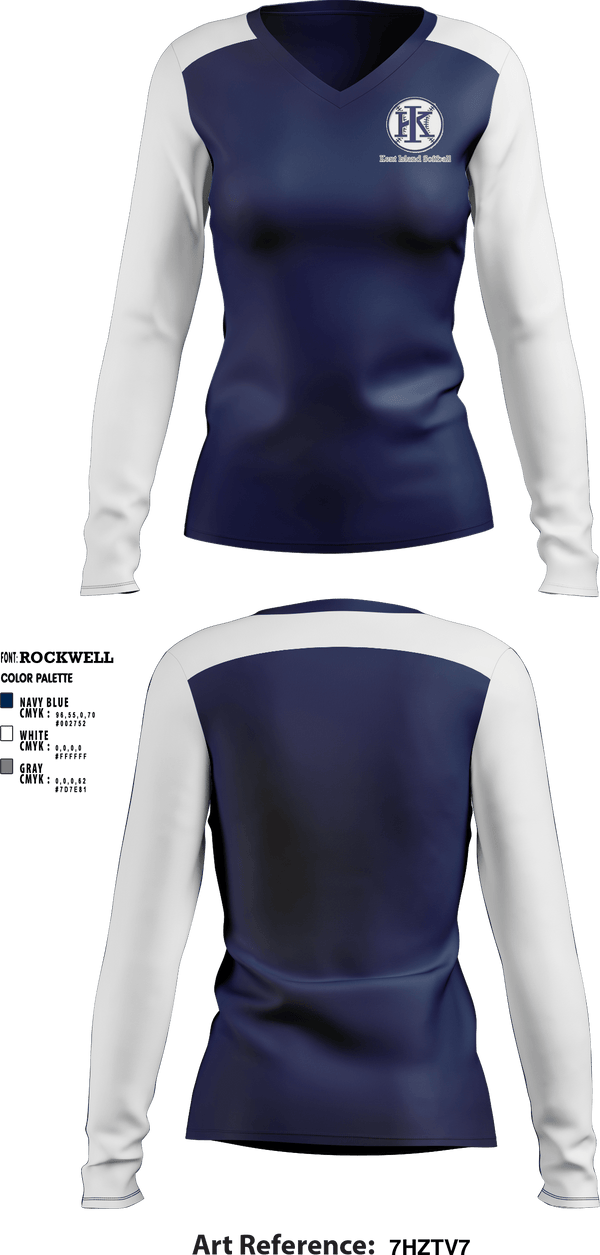 Women's Long Sleeve Vneck Shirt, Kent Island Youth Softball, Spirit Store, Teamtime, Team time, sublimation, custom sports apparel, team uniforms, spirit wear, spiritwear, sports uniforms, custom shirts, team store, custom team store, fundraiser sports, apparel fundraiser