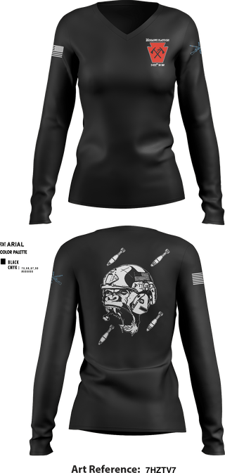 Women's Long Sleeve Vneck Shirt, , National Guard, Teamtime, Team time, sublimation, custom sports apparel, team uniforms, spirit wear, spiritwear, sports uniforms, custom shirts, team store, custom team store, fundraiser sports, apparel fundraiser
