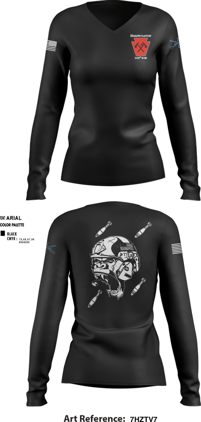 1-111th IN BN 37171288 Women's Long Sleeve V-neck Shirt - 1