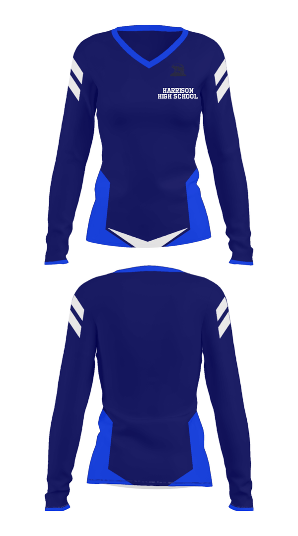 Women's Long Sleeve Vneck Shirt, Harrison High School, Spirit Store, Teamtime, Team time, sublimation, custom sports apparel, team uniforms, spirit wear, spiritwear, sports uniforms, custom shirts, team store, custom team store, fundraiser sports, apparel fundraiser