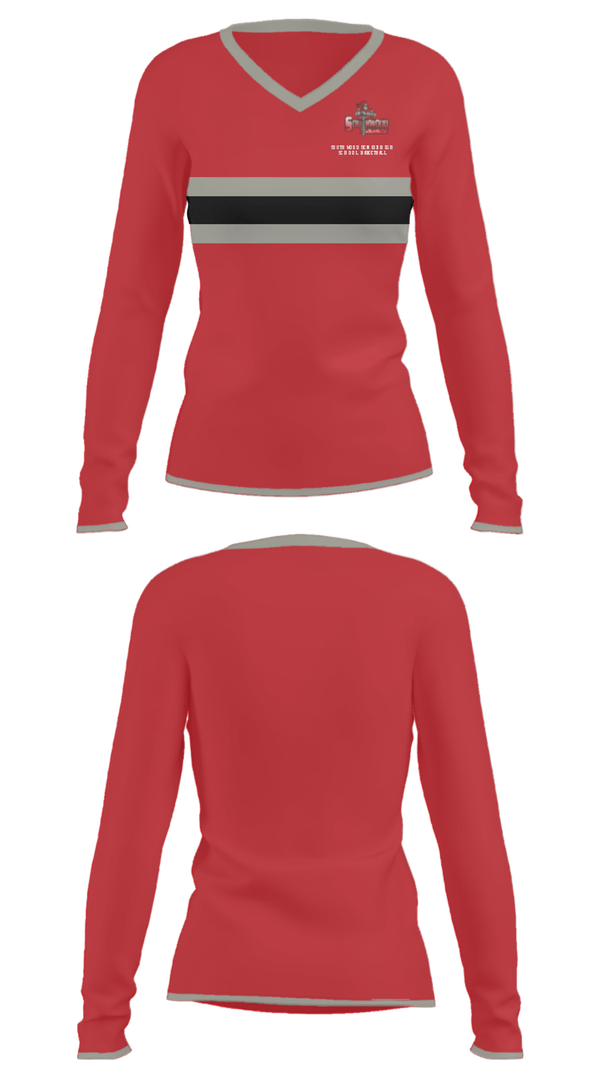 Women's Long Sleeve Vneck Shirt, Southwood Senior High School Basketball, Men's Basketball, Teamtime, Team time, sublimation, custom sports apparel, team uniforms, spirit wear, spiritwear, sports uniforms, custom shirts, team store, custom team store, fundraiser sports, apparel fundraiser