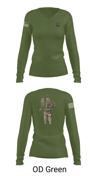 Women's Long Sleeve Vneck Shirt, , Army, Teamtime, Team time, sublimation, custom sports apparel, team uniforms, spirit wear, spiritwear, sports uniforms, custom shirts, team store, custom team store, fundraiser sports, apparel fundraiser