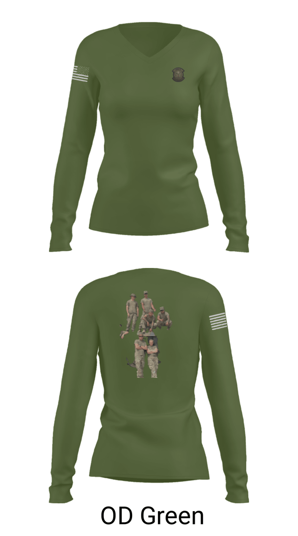 Women's Long Sleeve Vneck Shirt, , Army, Teamtime, Team time, sublimation, custom sports apparel, team uniforms, spirit wear, spiritwear, sports uniforms, custom shirts, team store, custom team store, fundraiser sports, apparel fundraiser