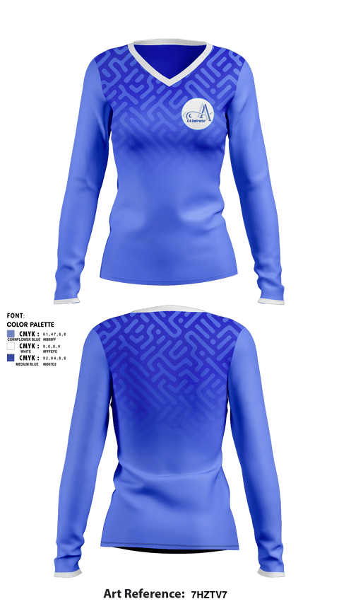 Women's Long Sleeve Vneck Shirt, AA Contractor LLCAA Contractor LLC, , Teamtime, Team time, sublimation, custom sports apparel, team uniforms, spirit wear, spiritwear, sports uniforms, custom shirts, team store, custom team store, fundraiser sports, apparel fundraiser