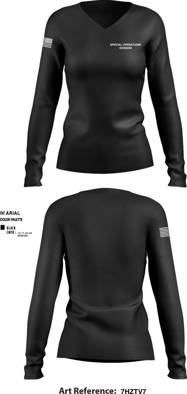 Women's Long Sleeve Vneck Shirt, Special Operations Division, Police, Teamtime, Team time, sublimation, custom sports apparel, team uniforms, spirit wear, spiritwear, sports uniforms, custom shirts, team store, custom team store, fundraiser sports, apparel fundraiser