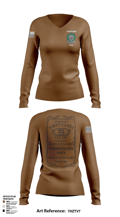 VFA-125 92707665 Women's Long Sleeve V-neck Shirt - 2