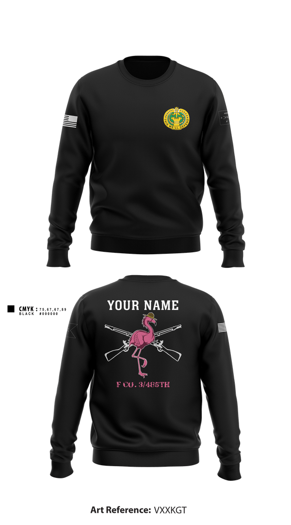 Crew Neck Sweatshirt, Flamingo Co F 3/485 IN, Army, Teamtime, Team time, sublimation, custom sports apparel, team uniforms, spirit wear, spiritwear, sports uniforms, custom shirts, team store, custom team store, fundraiser sports, apparel fundraiser