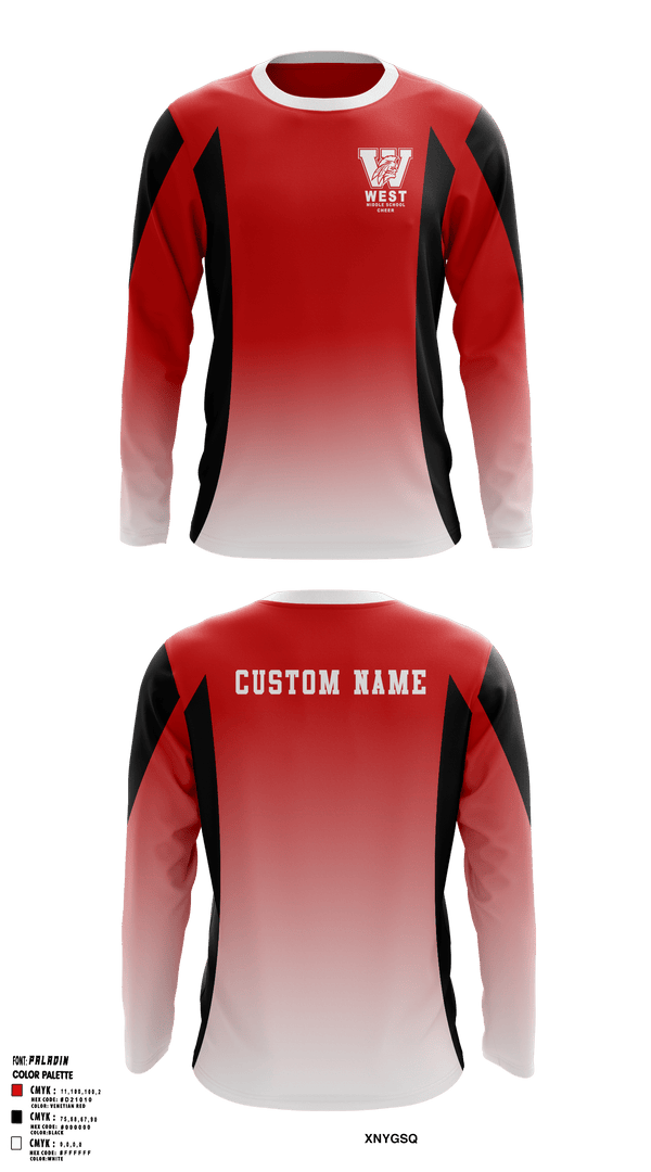 Long Sleeve Performance Shirt, West Middle School Cheer, Cheer, Teamtime, Team time, sublimation, custom sports apparel, team uniforms, spirit wear, spiritwear, sports uniforms, custom shirts, team store, custom team store, fundraiser sports, apparel fundraiser
