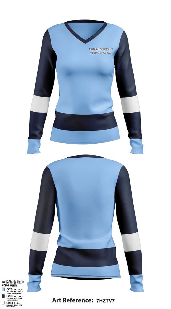 Women's Long Sleeve Vneck Shirt, University of Maine Softball, Softball, Teamtime, Team time, sublimation, custom sports apparel, team uniforms, spirit wear, spiritwear, sports uniforms, custom shirts, team store, custom team store, fundraiser sports, apparel fundraiser