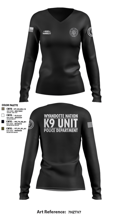 K9 Unit 27578074 Women's Long Sleeve V-neck Shirt - 9