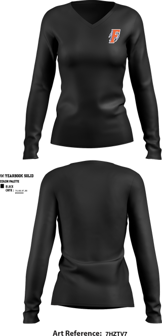 Women's Long Sleeve Vneck Shirt, Floyd Henson Junior High School, Spirit Store, Teamtime, Team time, sublimation, custom sports apparel, team uniforms, spirit wear, spiritwear, sports uniforms, custom shirts, team store, custom team store, fundraiser sports, apparel fundraiser