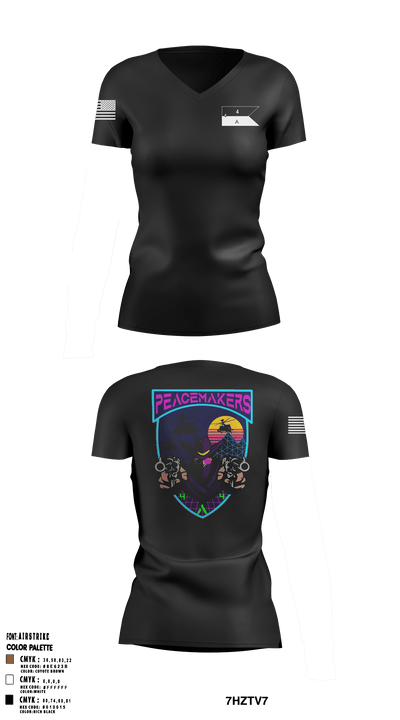 4-4 Attack Battalion 63788655 Women's Short Sleeve V-neck Shirt - 3