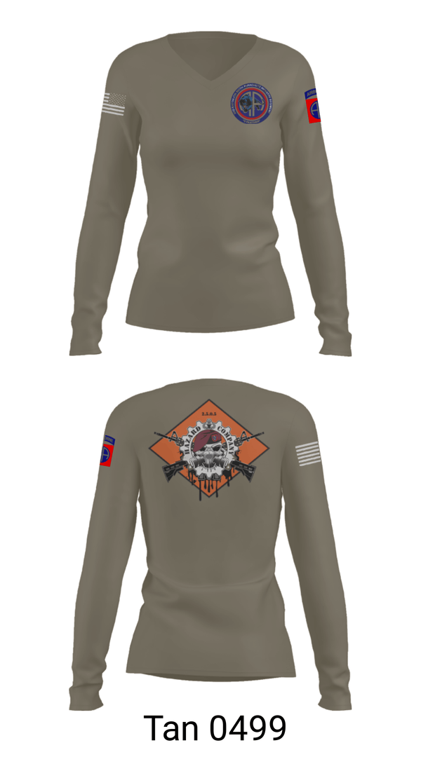 Women's Long Sleeve Vneck Shirt, , Army, Teamtime, Team time, sublimation, custom sports apparel, team uniforms, spirit wear, spiritwear, sports uniforms, custom shirts, team store, custom team store, fundraiser sports, apparel fundraiser