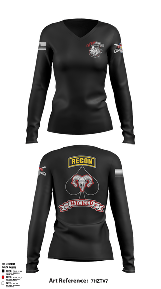 Women's Long Sleeve Vneck Shirt, B TRP, 3-71 CAV, Army, Teamtime, Team time, sublimation, custom sports apparel, team uniforms, spirit wear, spiritwear, sports uniforms, custom shirts, team store, custom team store, fundraiser sports, apparel fundraiser