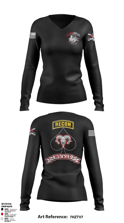 2nd PLT, B TRP, 3-71 CAV 84278801 Women's Long Sleeve V-neck Shirt - 2