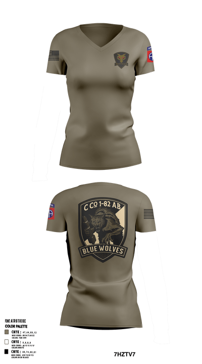 C/1-82 AB Bluewolves 72961679 Women's Short Sleeve V-neck Shirt - 22