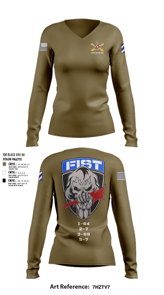 Women's Long Sleeve Vneck Shirt, 1-41 FA, Army, Teamtime, Team time, sublimation, custom sports apparel, team uniforms, spirit wear, spiritwear, sports uniforms, custom shirts, team store, custom team store, fundraiser sports, apparel fundraiser