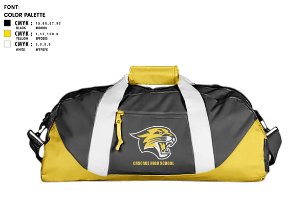 Duffle Bag, Cascade High School, Spirit Store, Teamtime, Team time, sublimation, custom sports apparel, team uniforms, spirit wear, spiritwear, sports uniforms, custom shirts, team store, custom team store, fundraiser sports, apparel fundraiser