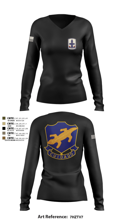 1-158th IN 91040606 Women's Long Sleeve V-neck Shirt - 1