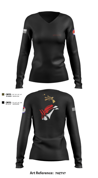 Women's Long Sleeve Vneck Shirt, 2-6 Cav Alpha troop Renegades, Army, Teamtime, Team time, sublimation, custom sports apparel, team uniforms, spirit wear, spiritwear, sports uniforms, custom shirts, team store, custom team store, fundraiser sports, apparel fundraiser