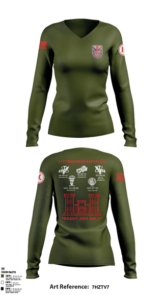 Women's Long Sleeve Vneck Shirt, , Army, Teamtime, Team time, sublimation, custom sports apparel, team uniforms, spirit wear, spiritwear, sports uniforms, custom shirts, team store, custom team store, fundraiser sports, apparel fundraiser