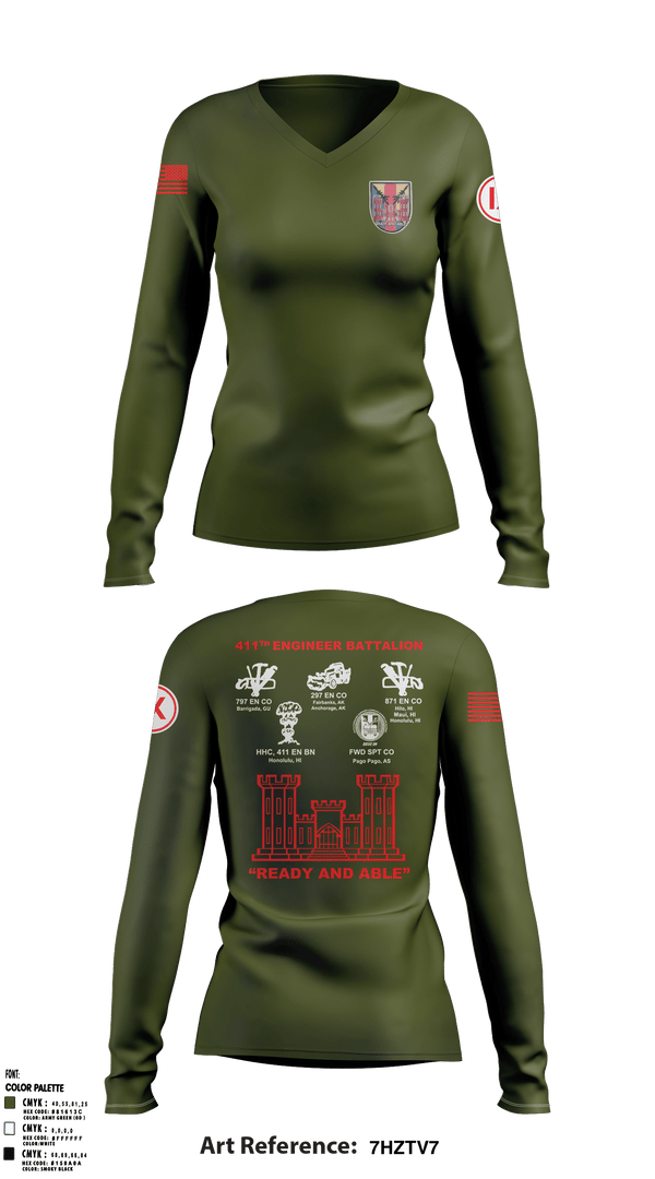 Women's Long Sleeve Vneck Shirt, , Army, Teamtime, Team time, sublimation, custom sports apparel, team uniforms, spirit wear, spiritwear, sports uniforms, custom shirts, team store, custom team store, fundraiser sports, apparel fundraiser