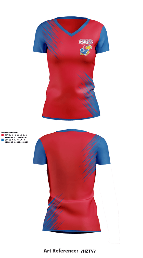 Women's Short Sleeve Vneck Shirt, University of Kansas Softball, Softball, Teamtime, Team time, sublimation, custom sports apparel, team uniforms, spirit wear, spiritwear, sports uniforms, custom shirts, team store, custom team store, fundraiser sports, apparel fundraiser