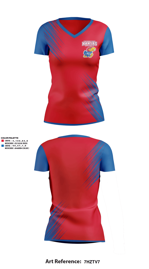 Women's Short Sleeve Vneck Shirt, University of Kansas Softball, Softball, Teamtime, Team time, sublimation, custom sports apparel, team uniforms, spirit wear, spiritwear, sports uniforms, custom shirts, team store, custom team store, fundraiser sports, apparel fundraiser