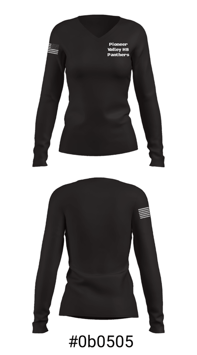 Pioneer Valley HS Panthers 49239487 Women's Long Sleeve V-neck Shirt - 20