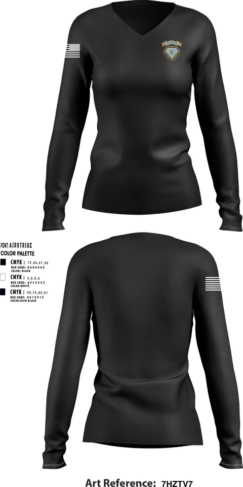 Women's Long Sleeve Vneck Shirt, Colorado Security ServicesColorado Security Services, , Teamtime, Team time, sublimation, custom sports apparel, team uniforms, spirit wear, spiritwear, sports uniforms, custom shirts, team store, custom team store, fundraiser sports, apparel fundraiser
