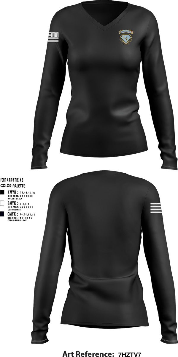 Women's Long Sleeve Vneck Shirt, Colorado Security ServicesColorado Security Services, , Teamtime, Team time, sublimation, custom sports apparel, team uniforms, spirit wear, spiritwear, sports uniforms, custom shirts, team store, custom team store, fundraiser sports, apparel fundraiser