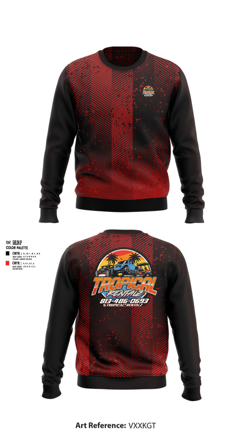 Crew Neck Sweatshirt, Tropical Rentalz, , Teamtime, Team time, sublimation, custom sports apparel, team uniforms, spirit wear, spiritwear, sports uniforms, custom shirts, team store, custom team store, fundraiser sports, apparel fundraiser