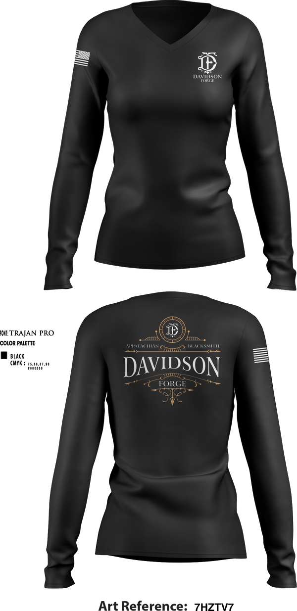 Women's Long Sleeve Vneck Shirt, Davidson Forge, , Teamtime, Team time, sublimation, custom sports apparel, team uniforms, spirit wear, spiritwear, sports uniforms, custom shirts, team store, custom team store, fundraiser sports, apparel fundraiser