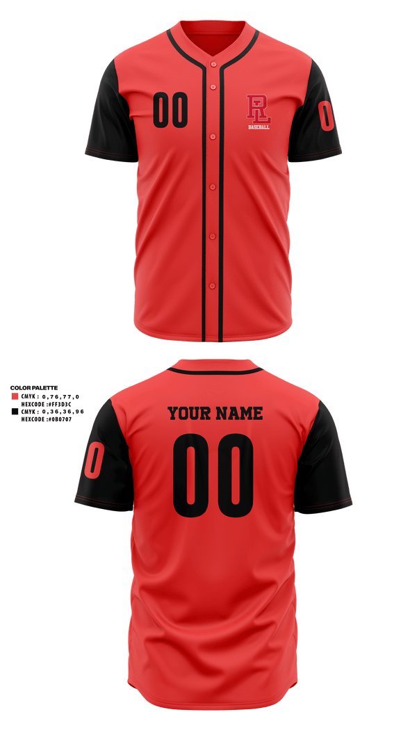 Full Button Baseball Jersey, RL Middle, Baseball, Teamtime, Team time, sublimation, custom sports apparel, team uniforms, spirit wear, spiritwear, sports uniforms, custom shirts, team store, custom team store, fundraiser sports, apparel fundraiser