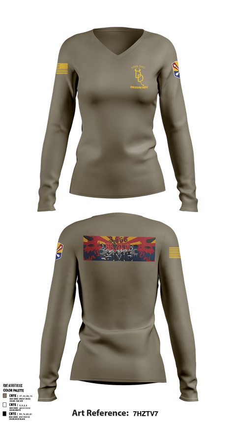 Women's Long Sleeve Vneck Shirt, 3666th SMC, Army, Teamtime, Team time, sublimation, custom sports apparel, team uniforms, spirit wear, spiritwear, sports uniforms, custom shirts, team store, custom team store, fundraiser sports, apparel fundraiser