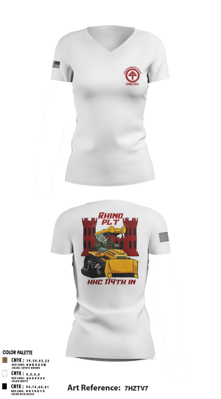 Women's Short Sleeve Vneck Shirt, HHC 1-114 Infantry Brigade, , Teamtime, Team time, sublimation, custom sports apparel, team uniforms, spirit wear, spiritwear, sports uniforms, custom shirts, team store, custom team store, fundraiser sports, apparel fundraiser