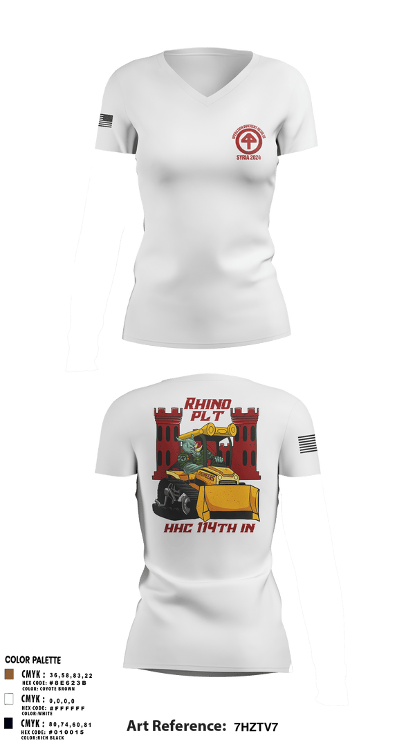 Women's Short Sleeve Vneck Shirt, HHC 1-114 Infantry Brigade, , Teamtime, Team time, sublimation, custom sports apparel, team uniforms, spirit wear, spiritwear, sports uniforms, custom shirts, team store, custom team store, fundraiser sports, apparel fundraiser