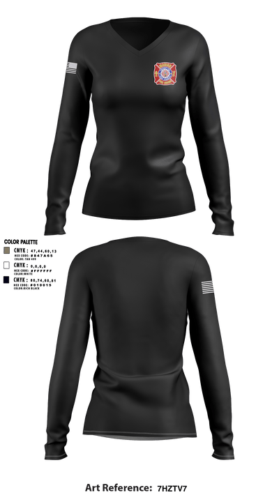 Marion Fire Rescue 14019753 Women's Long Sleeve V-neck Shirt - 3