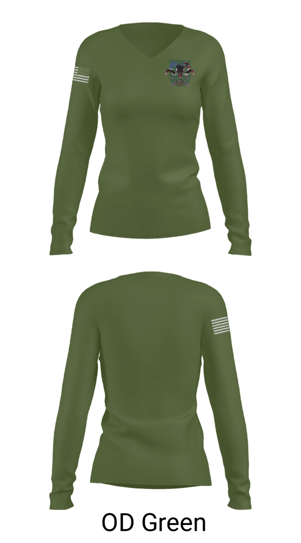 Women's Long Sleeve Vneck Shirt, , Army, Teamtime, Team time, sublimation, custom sports apparel, team uniforms, spirit wear, spiritwear, sports uniforms, custom shirts, team store, custom team store, fundraiser sports, apparel fundraiser