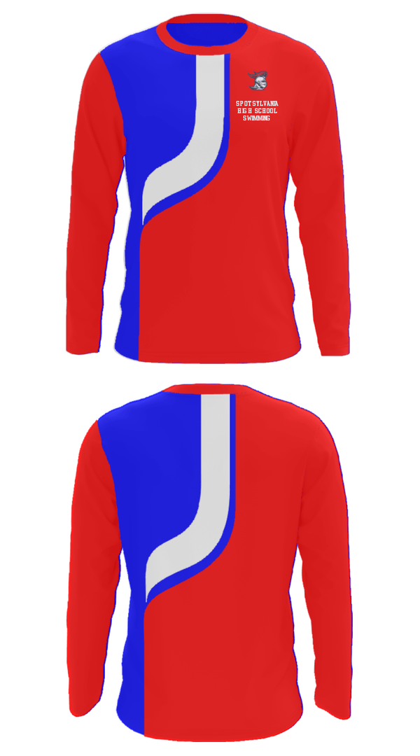 Long Sleeve Performance Shirt, Spotsylvania High School Swimming, Swimming, Teamtime, Team time, sublimation, custom sports apparel, team uniforms, spirit wear, spiritwear, sports uniforms, custom shirts, team store, custom team store, fundraiser sports, apparel fundraiser