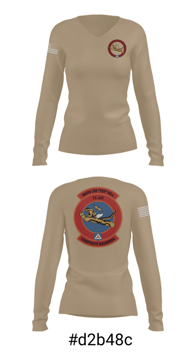 David Lee “Tex” Hill Composite Squadron 94056654 Women's Long Sleeve V-neck Shirt - 36