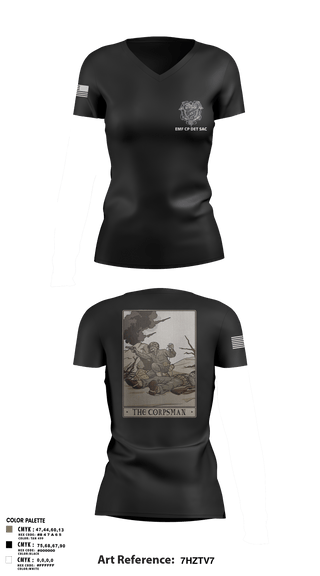 Women's Short Sleeve Vneck Shirt, EMF CP DET SAC, , Teamtime, Team time, sublimation, custom sports apparel, team uniforms, spirit wear, spiritwear, sports uniforms, custom shirts, team store, custom team store, fundraiser sports, apparel fundraiser