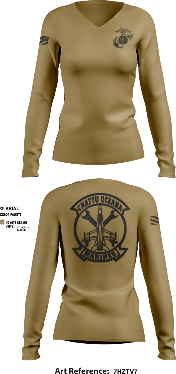 Women's Long Sleeve Vneck Shirt, , Marines, Teamtime, Team time, sublimation, custom sports apparel, team uniforms, spirit wear, spiritwear, sports uniforms, custom shirts, team store, custom team store, fundraiser sports, apparel fundraiser